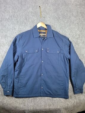 Volcom Men's XL Flannel Lined Canvas Shirt Jacket Navy Blue Workwear Shacket